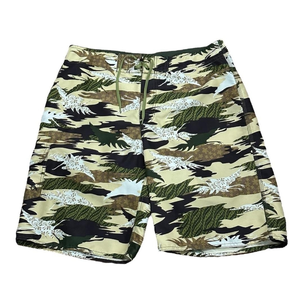 725 Originals Shorts Mens 34 Camo Boardshorts Swim Trunks Drawstring Pocket